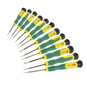 12-piece Precision Screwdriver Set for Repairing T2-t8 Devices - Green