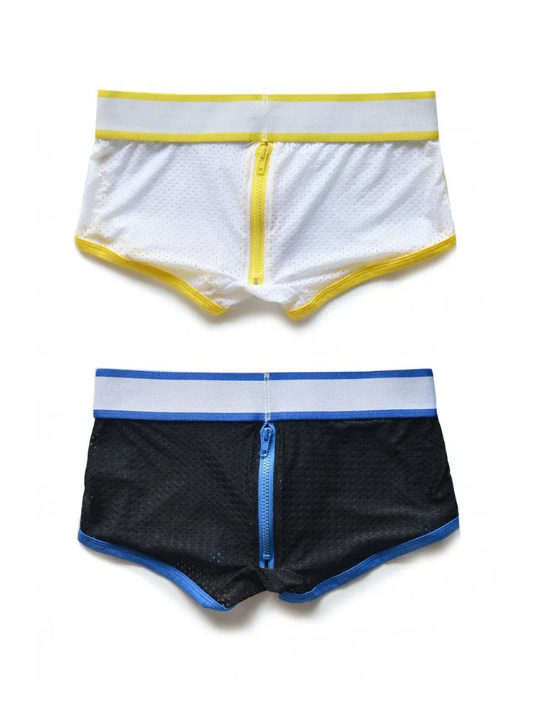 2 Pack Men's Fashionable Low-Rise Zipper Trunks