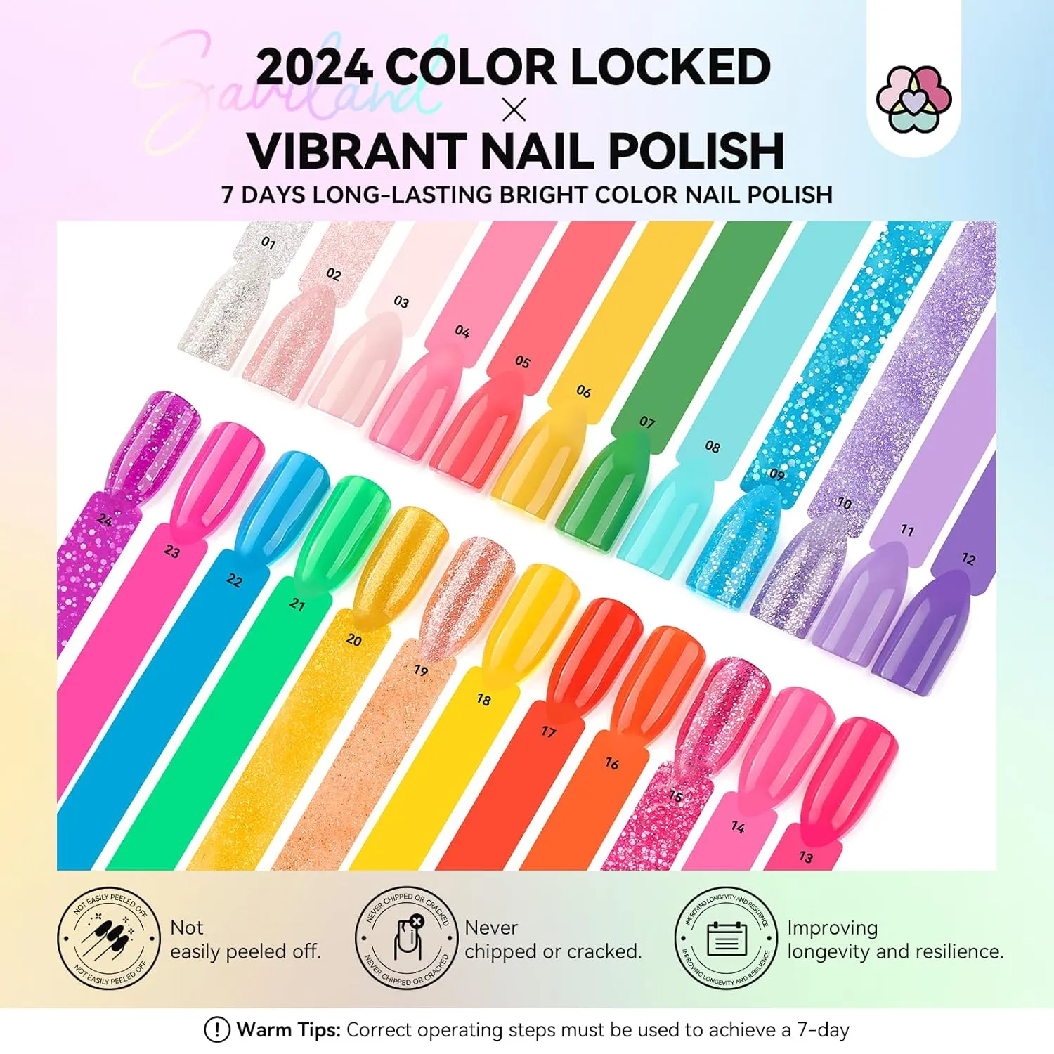 24 Trendy Color Nail Polish Set Quick-Dry