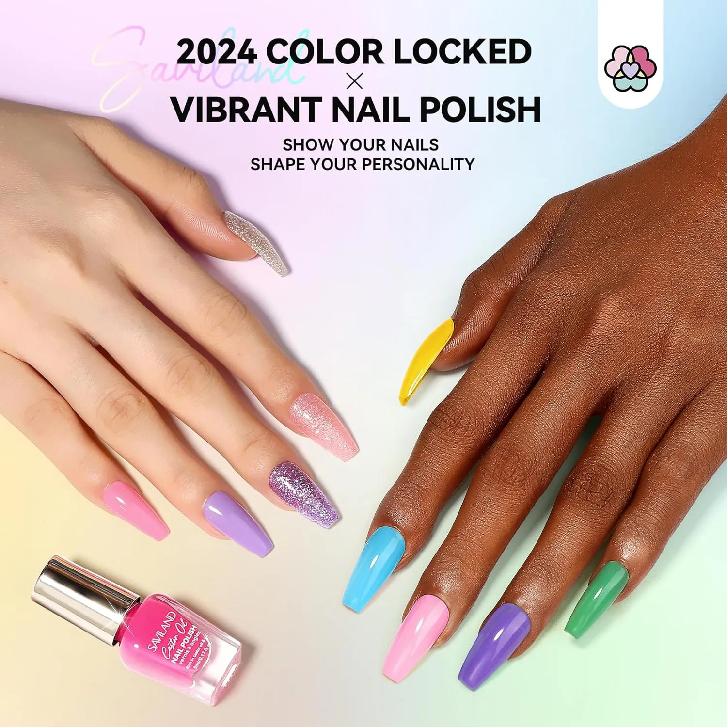 24 Trendy Color Nail Polish Set Quick-Dry