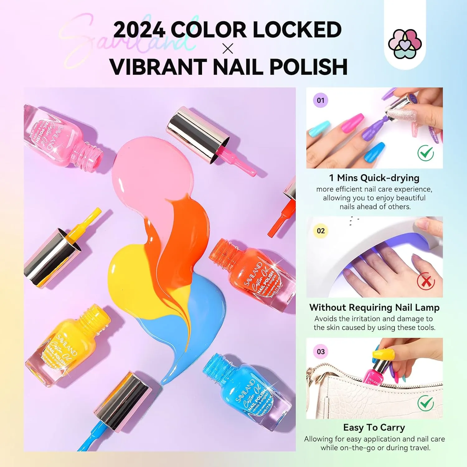 24 Trendy Color Nail Polish Set Quick-Dry