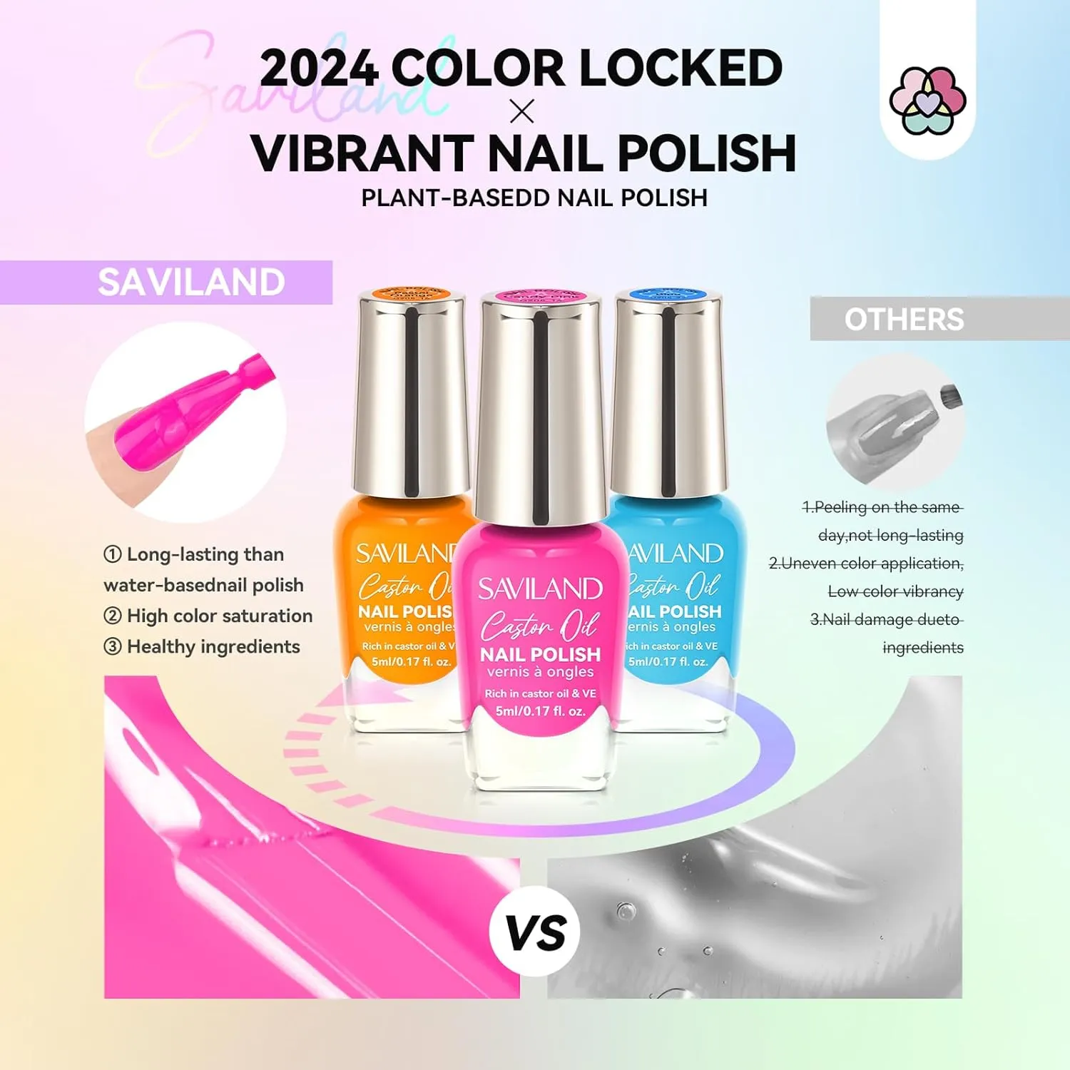 24 Trendy Color Nail Polish Set Quick-Dry