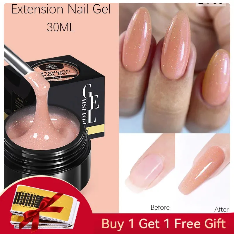 BORN PRETTY 60/30ml Hard Jelly Extension Nail Gel Polish French Nails Nude Pink White Clear Fibre Glass Gum For Manicure Extend