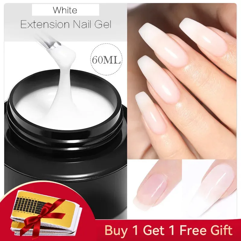 BORN PRETTY 60/30ml Hard Jelly Extension Nail Gel Polish French Nails Nude Pink White Clear Fibre Glass Gum For Manicure Extend