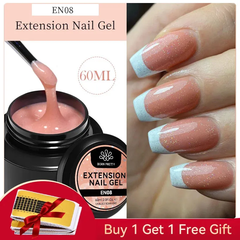 BORN PRETTY 60/30ml Hard Jelly Extension Nail Gel Polish French Nails Nude Pink White Clear Fibre Glass Gum For Manicure Extend