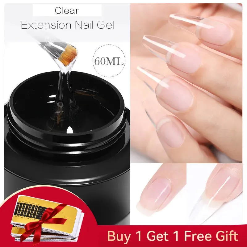 BORN PRETTY 60/30ml Hard Jelly Extension Nail Gel Polish French Nails Nude Pink White Clear Fibre Glass Gum For Manicure Extend