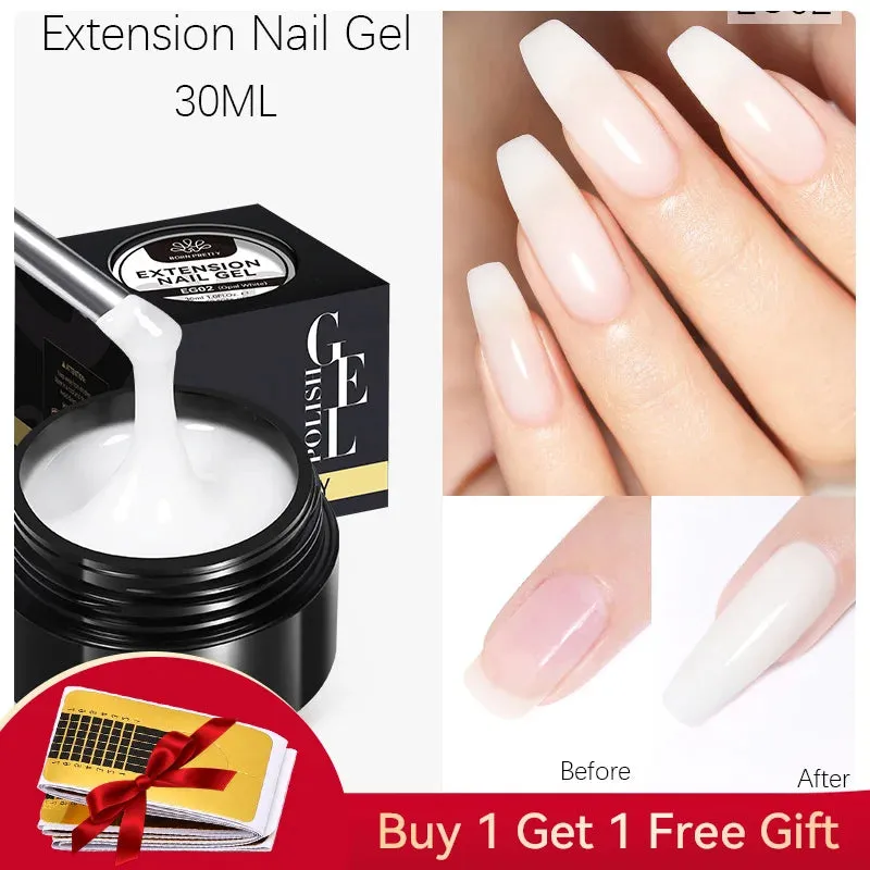 BORN PRETTY 60/30ml Hard Jelly Extension Nail Gel Polish French Nails Nude Pink White Clear Fibre Glass Gum For Manicure Extend