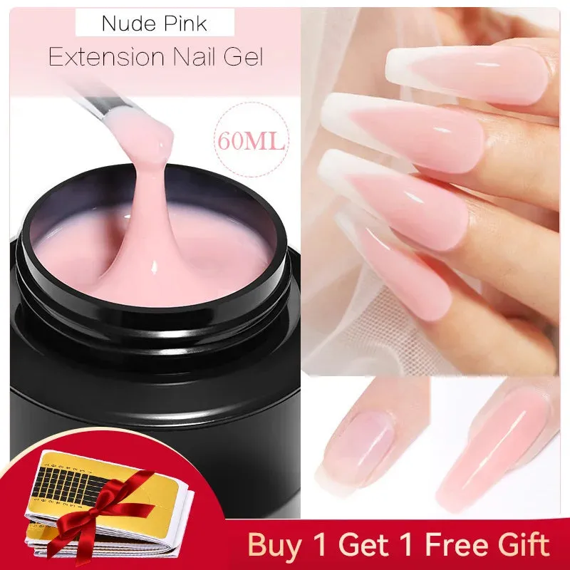 BORN PRETTY 60/30ml Hard Jelly Extension Nail Gel Polish French Nails Nude Pink White Clear Fibre Glass Gum For Manicure Extend