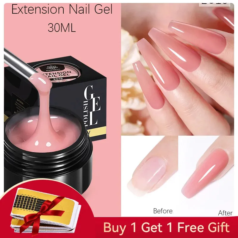 BORN PRETTY 60/30ml Hard Jelly Extension Nail Gel Polish French Nails Nude Pink White Clear Fibre Glass Gum For Manicure Extend