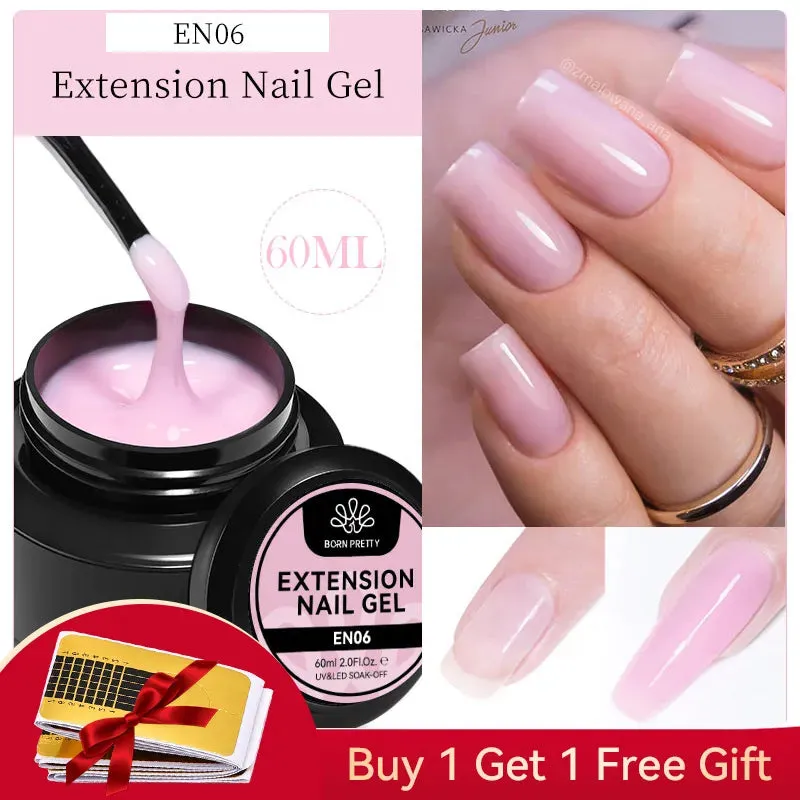 BORN PRETTY 60/30ml Hard Jelly Extension Nail Gel Polish French Nails Nude Pink White Clear Fibre Glass Gum For Manicure Extend