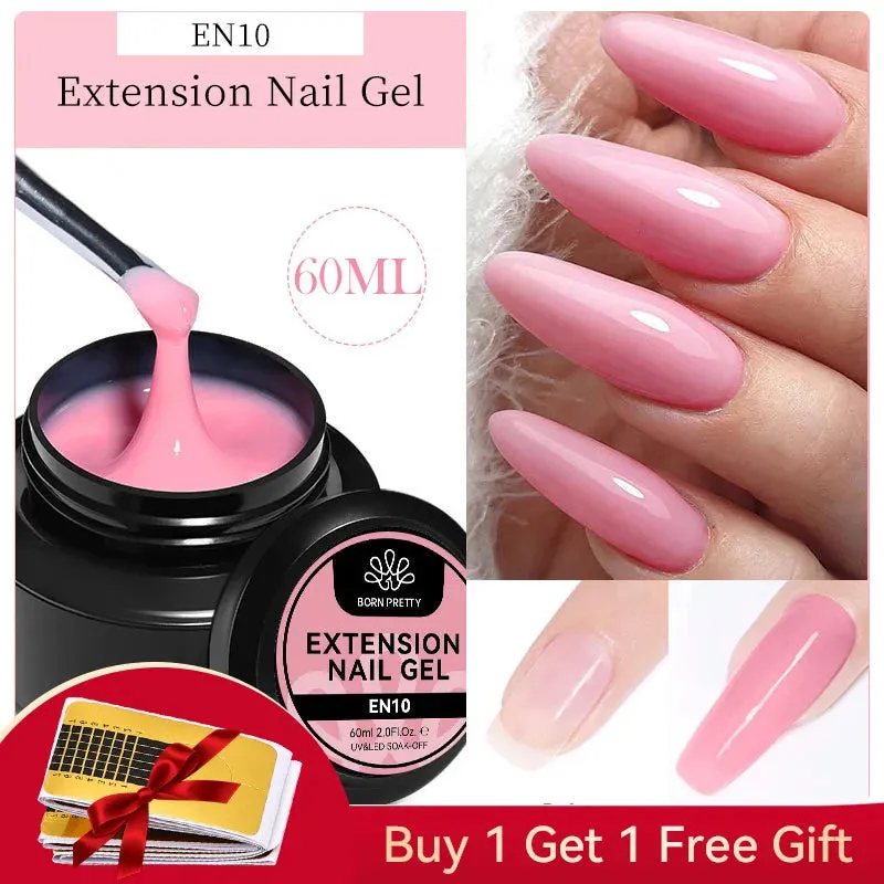 BORN PRETTY 60/30ml Hard Jelly Extension Nail Gel Polish French Nails Nude Pink White Clear Fibre Glass Gum For Manicure Extend