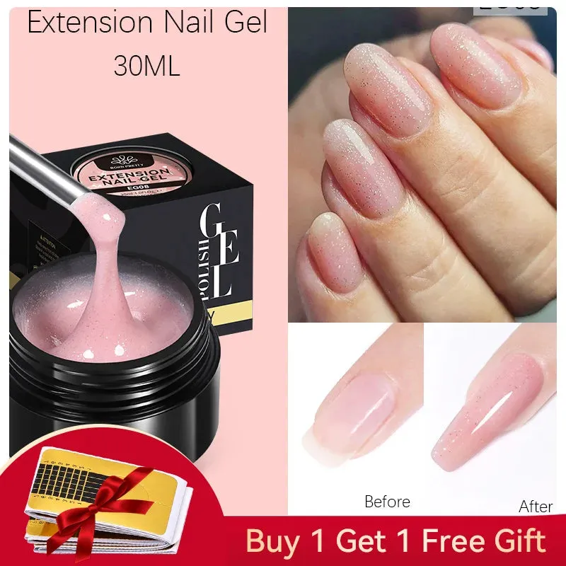 BORN PRETTY 60/30ml Hard Jelly Extension Nail Gel Polish French Nails Nude Pink White Clear Fibre Glass Gum For Manicure Extend