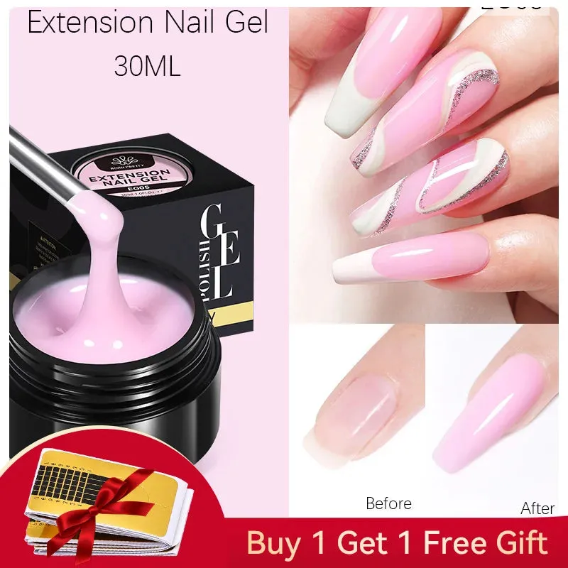 BORN PRETTY 60/30ml Hard Jelly Extension Nail Gel Polish French Nails Nude Pink White Clear Fibre Glass Gum For Manicure Extend