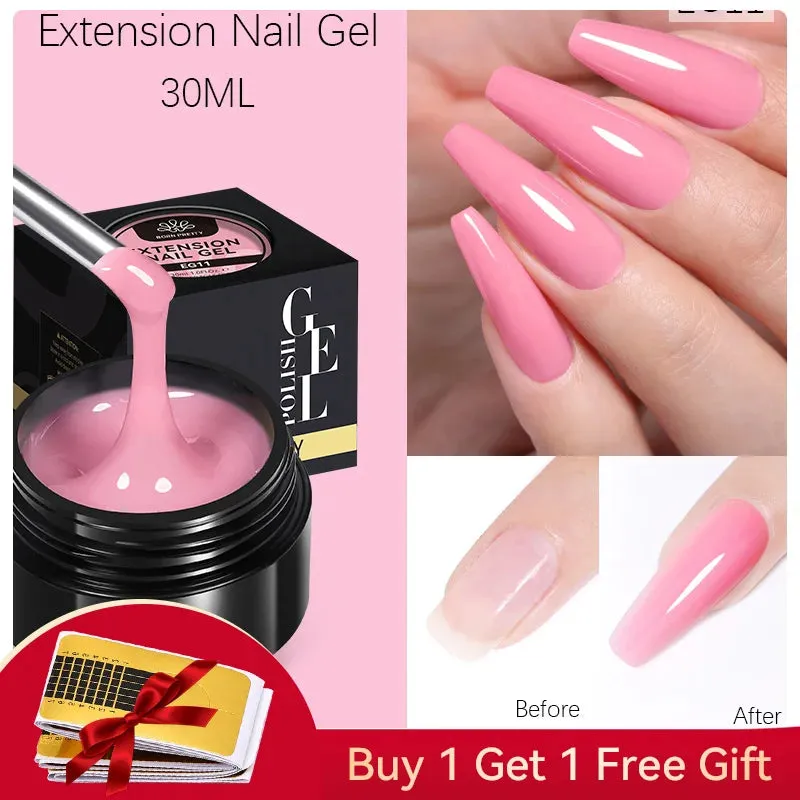 BORN PRETTY 60/30ml Hard Jelly Extension Nail Gel Polish French Nails Nude Pink White Clear Fibre Glass Gum For Manicure Extend