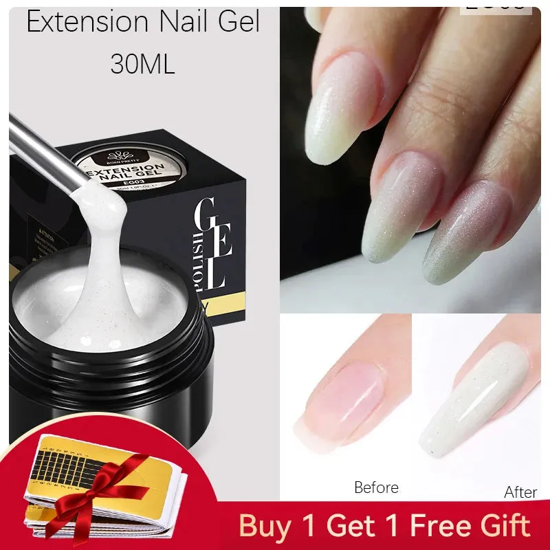 BORN PRETTY 60/30ml Hard Jelly Extension Nail Gel Polish French Nails Nude Pink White Clear Fibre Glass Gum For Manicure Extend