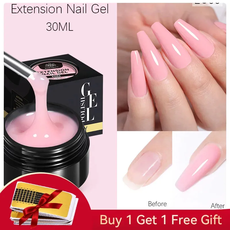 BORN PRETTY 60/30ml Hard Jelly Extension Nail Gel Polish French Nails Nude Pink White Clear Fibre Glass Gum For Manicure Extend