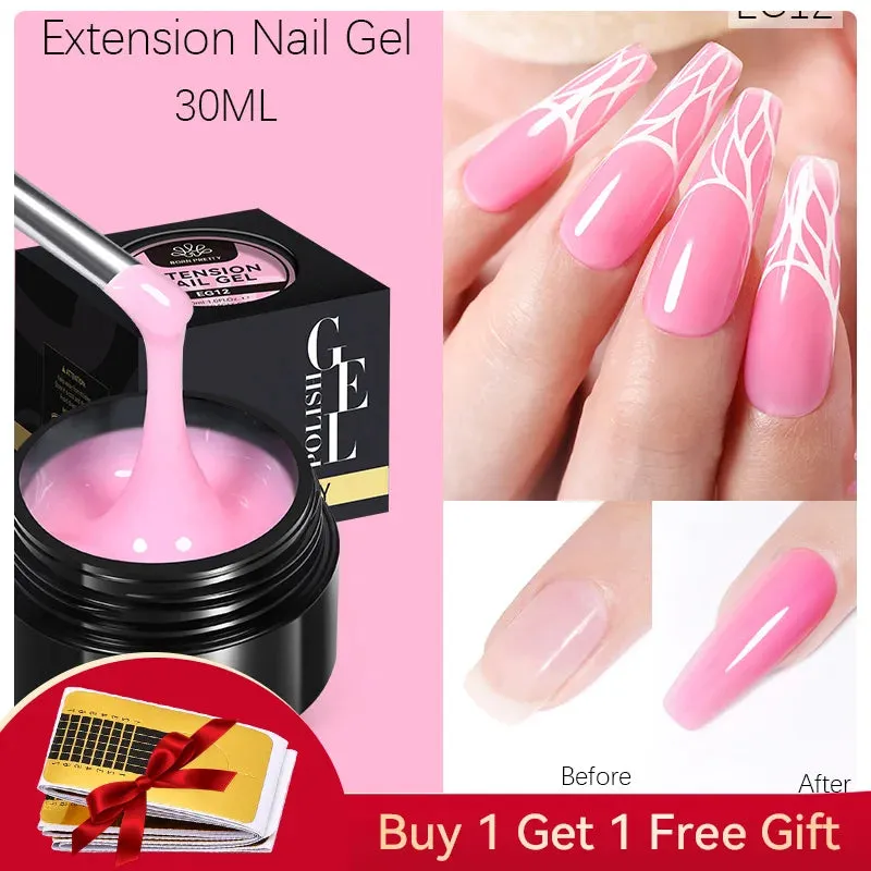 BORN PRETTY 60/30ml Hard Jelly Extension Nail Gel Polish French Nails Nude Pink White Clear Fibre Glass Gum For Manicure Extend