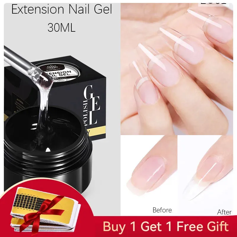 BORN PRETTY 60/30ml Hard Jelly Extension Nail Gel Polish French Nails Nude Pink White Clear Fibre Glass Gum For Manicure Extend