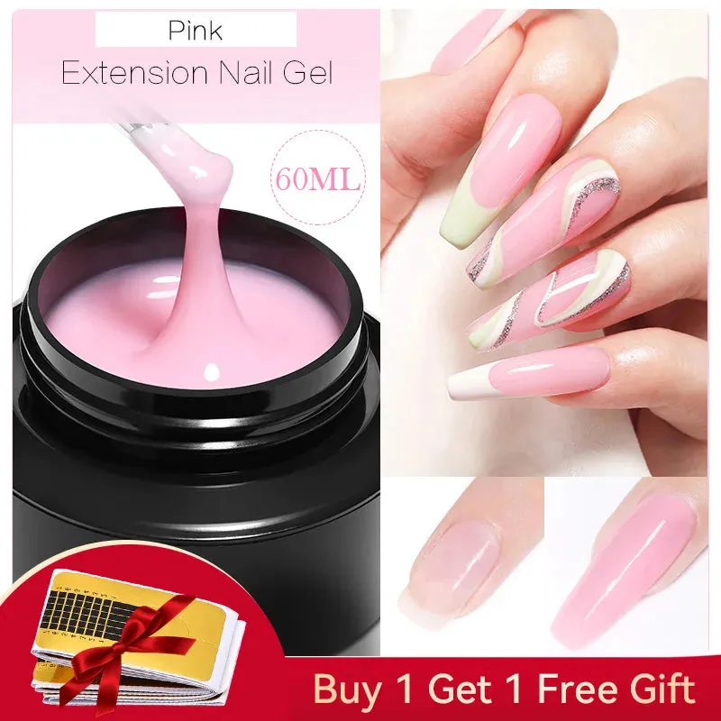 BORN PRETTY 60/30ml Hard Jelly Extension Nail Gel Polish French Nails Nude Pink White Clear Fibre Glass Gum For Manicure Extend