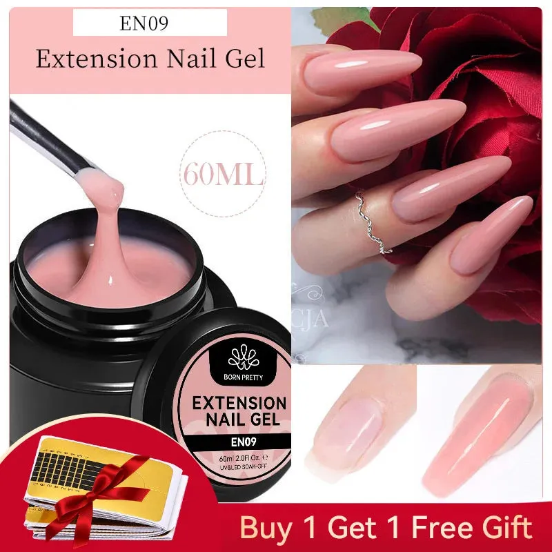 BORN PRETTY 60/30ml Hard Jelly Extension Nail Gel Polish French Nails Nude Pink White Clear Fibre Glass Gum For Manicure Extend