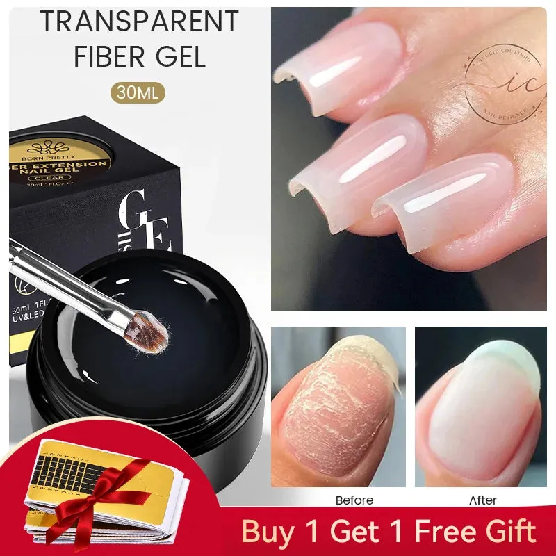 BORN PRETTY 60/30ml Hard Jelly Extension Nail Gel Polish French Nails Nude Pink White Clear Fibre Glass Gum For Manicure Extend