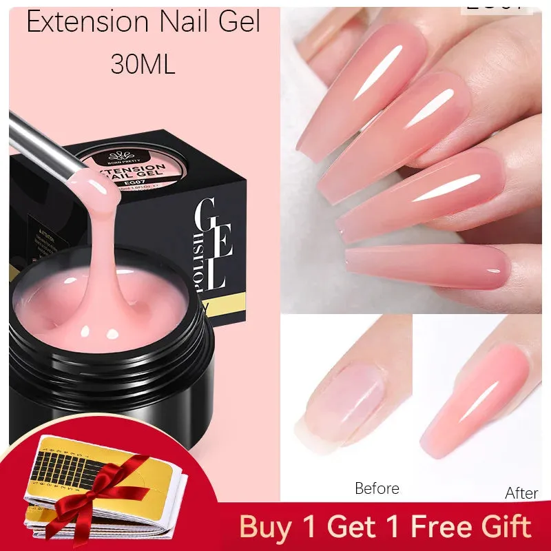 BORN PRETTY 60/30ml Hard Jelly Extension Nail Gel Polish French Nails Nude Pink White Clear Fibre Glass Gum For Manicure Extend