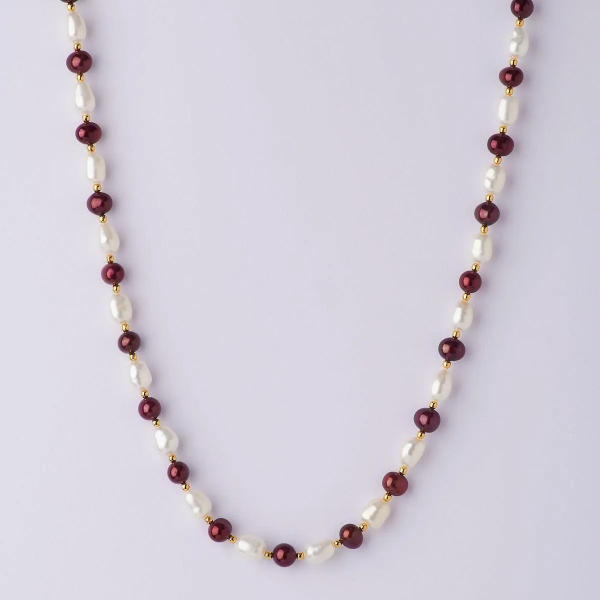 Fashionable White & Brown Pearl Necklace