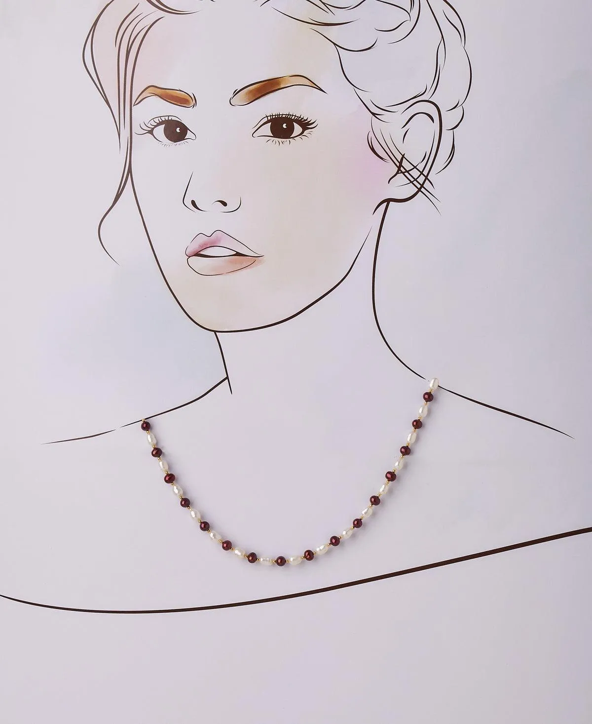 Fashionable White & Brown Pearl Necklace