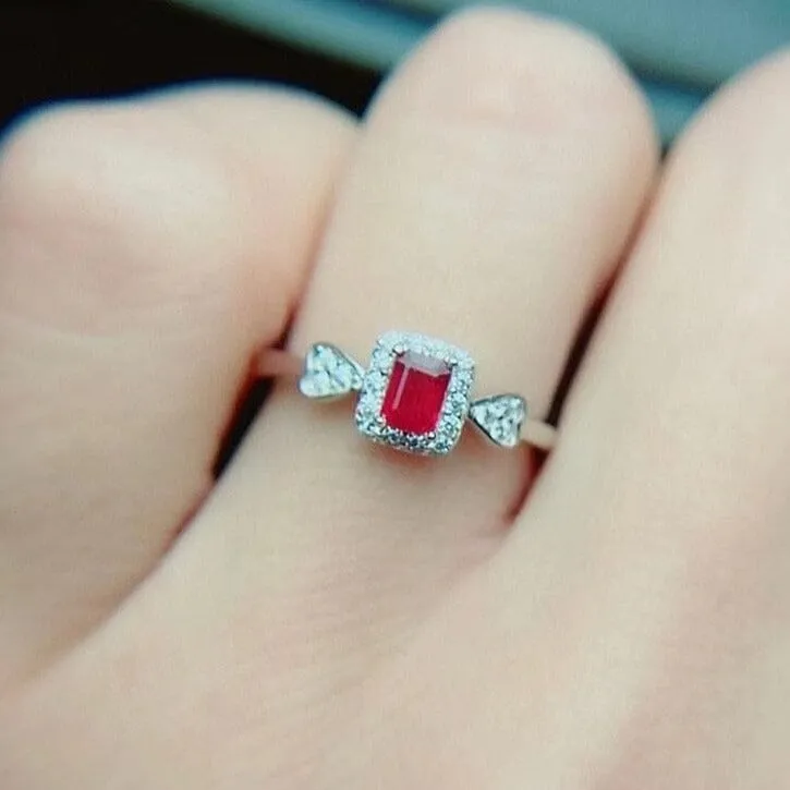 Girls Lovely Ruby Resizeable Ring - 925 Sterling Silver