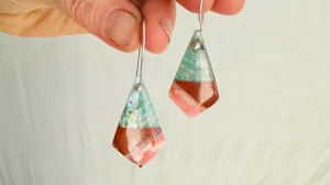 Intarsia Labradorite & Sterling Earrings. Lovely Flash. Stone Mosaic Jewelry. 2665
