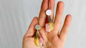 Intarsia Labradorite & Sterling Earrings. Lovely Flash