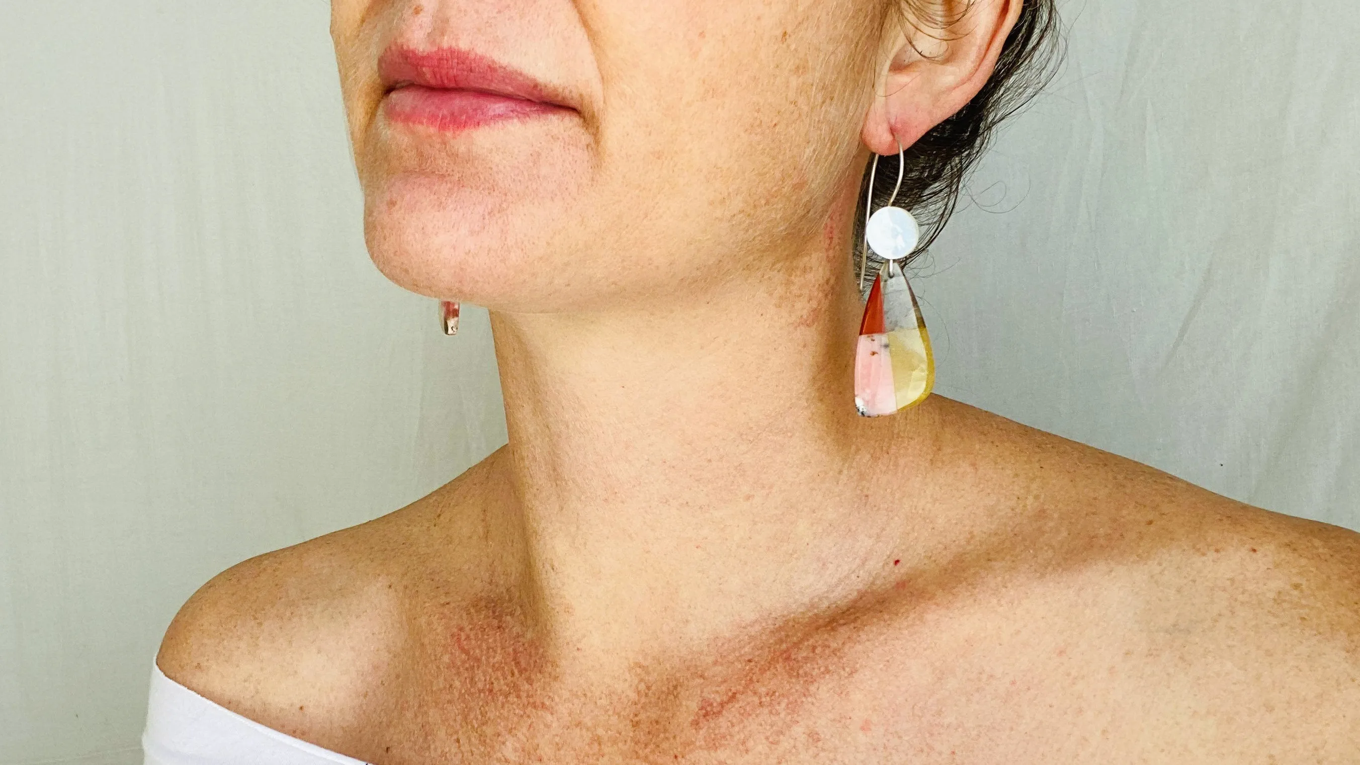 Intarsia Labradorite & Sterling Earrings. Lovely Flash