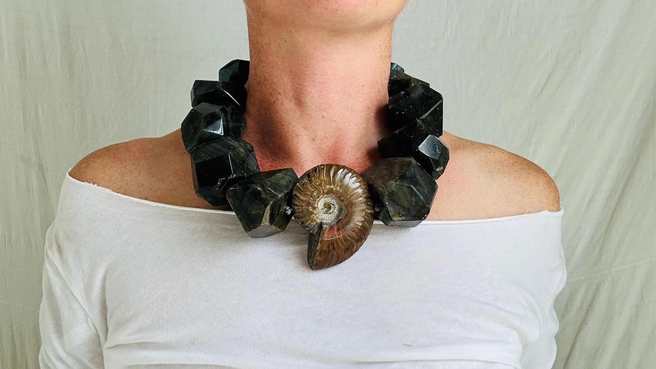 Labradorite & Ammonite Necklace. 2569