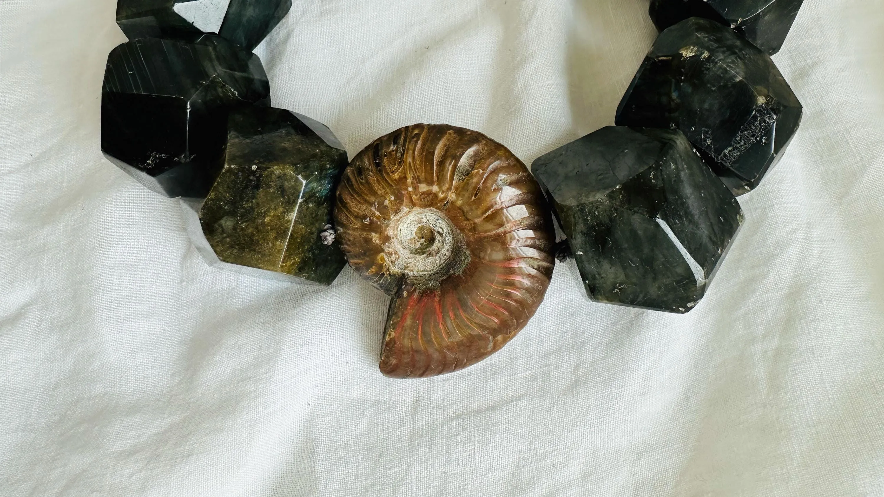 Labradorite & Ammonite Necklace. 2569