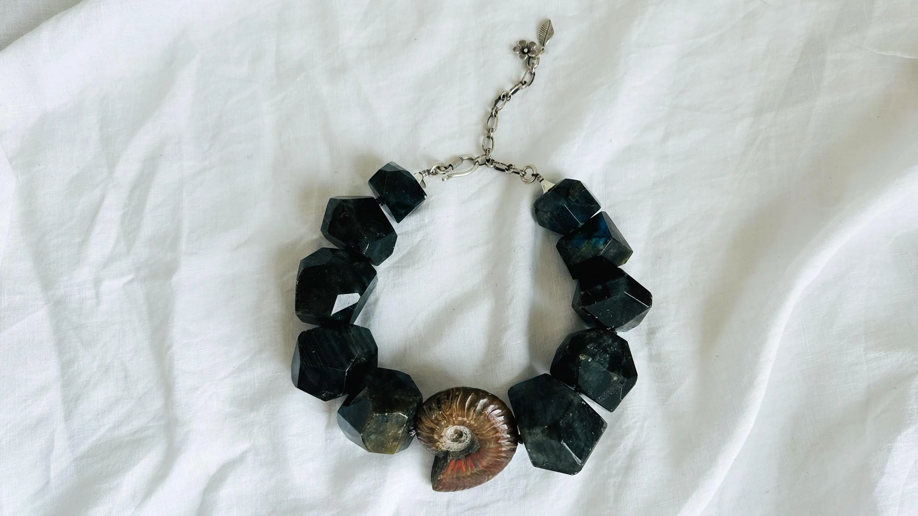 Labradorite & Ammonite Necklace. 2569