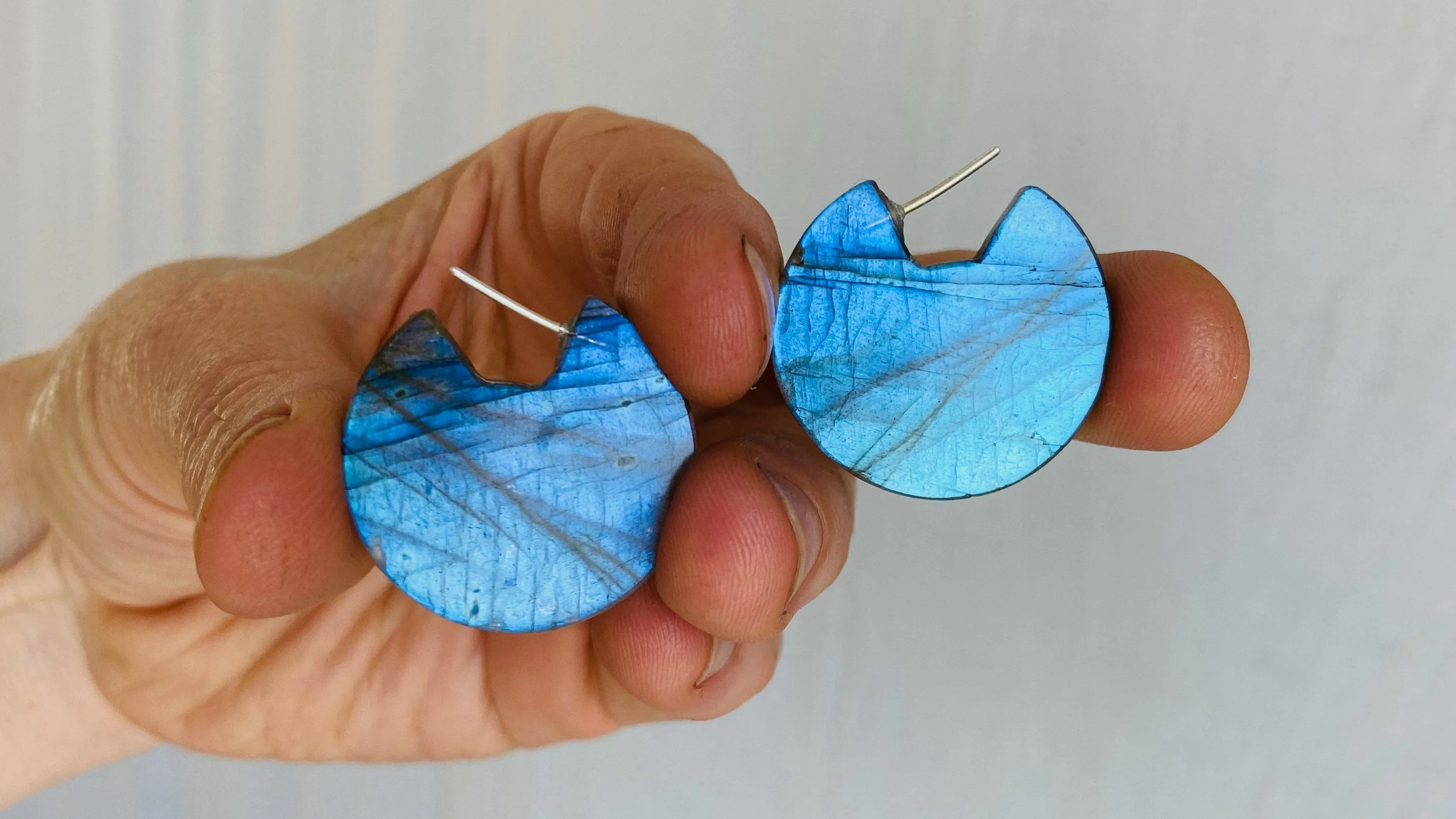 Labradorite & Sterling Earrings. Fantastic Flash 0473