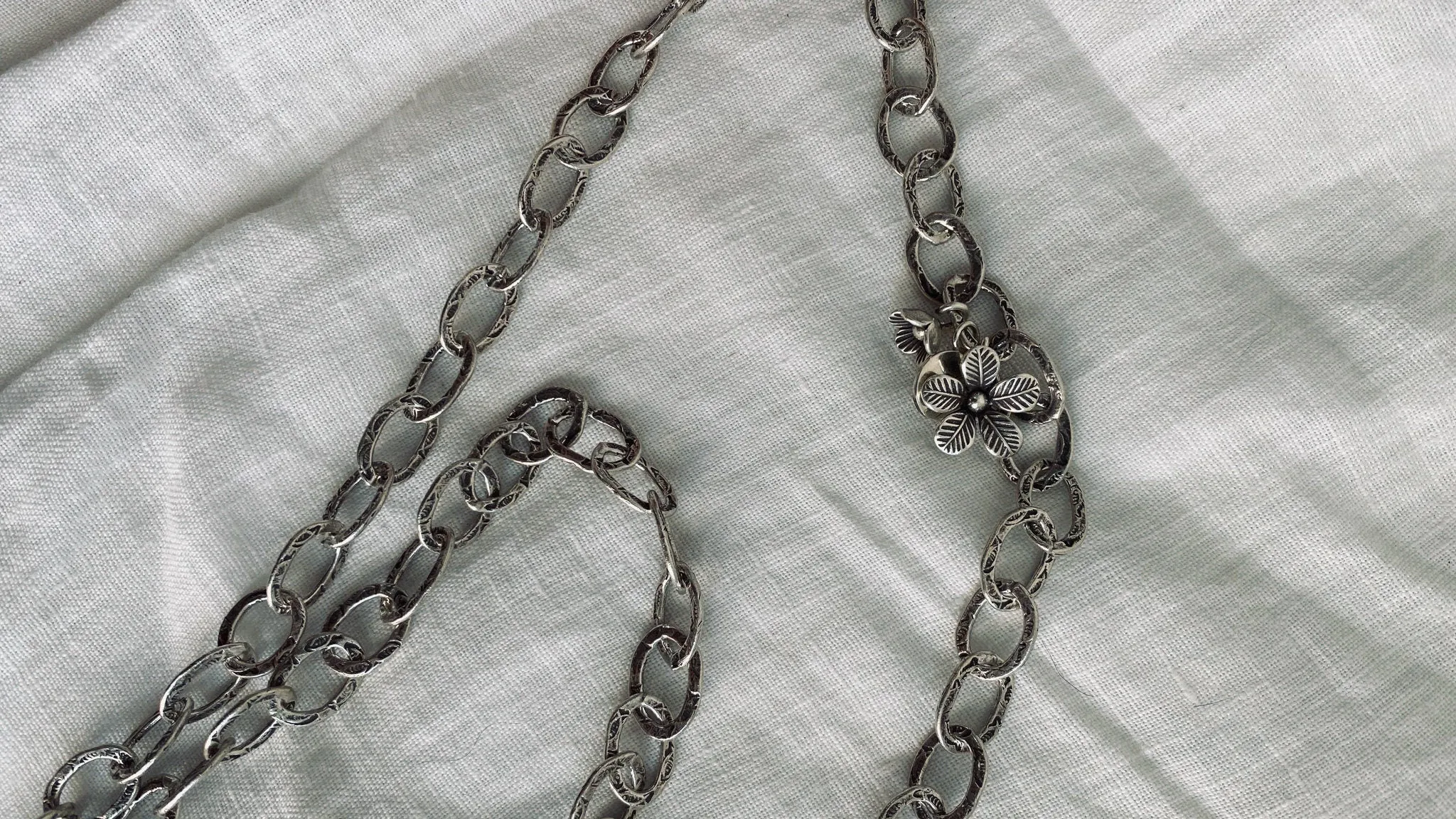 Labradorite and Silver Pendant Necklace. Chunky Sterling Silver Chain. 0337