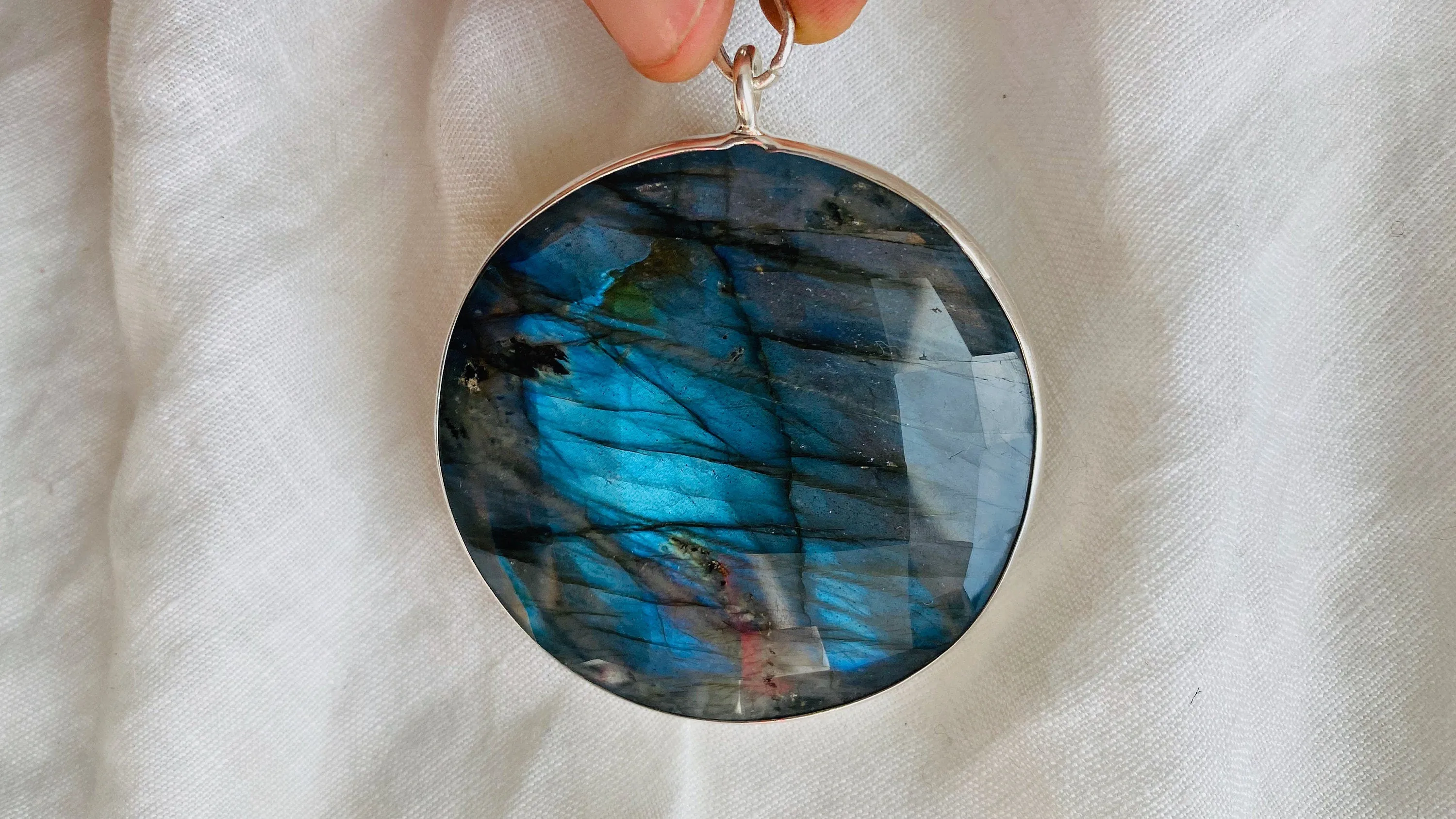 Labradorite and Silver Pendant Necklace. Sterling Silver Chain. 1231