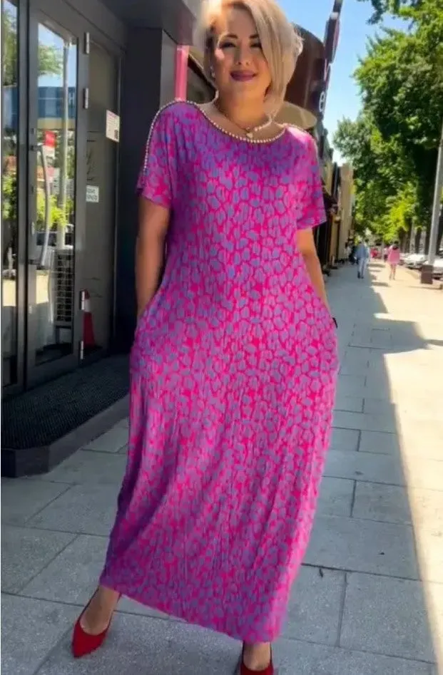 M-3XL2025 Fashionable plus-size Print Dress