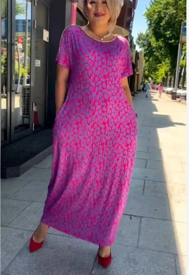M-3XL2025 Fashionable plus-size Print Dress
