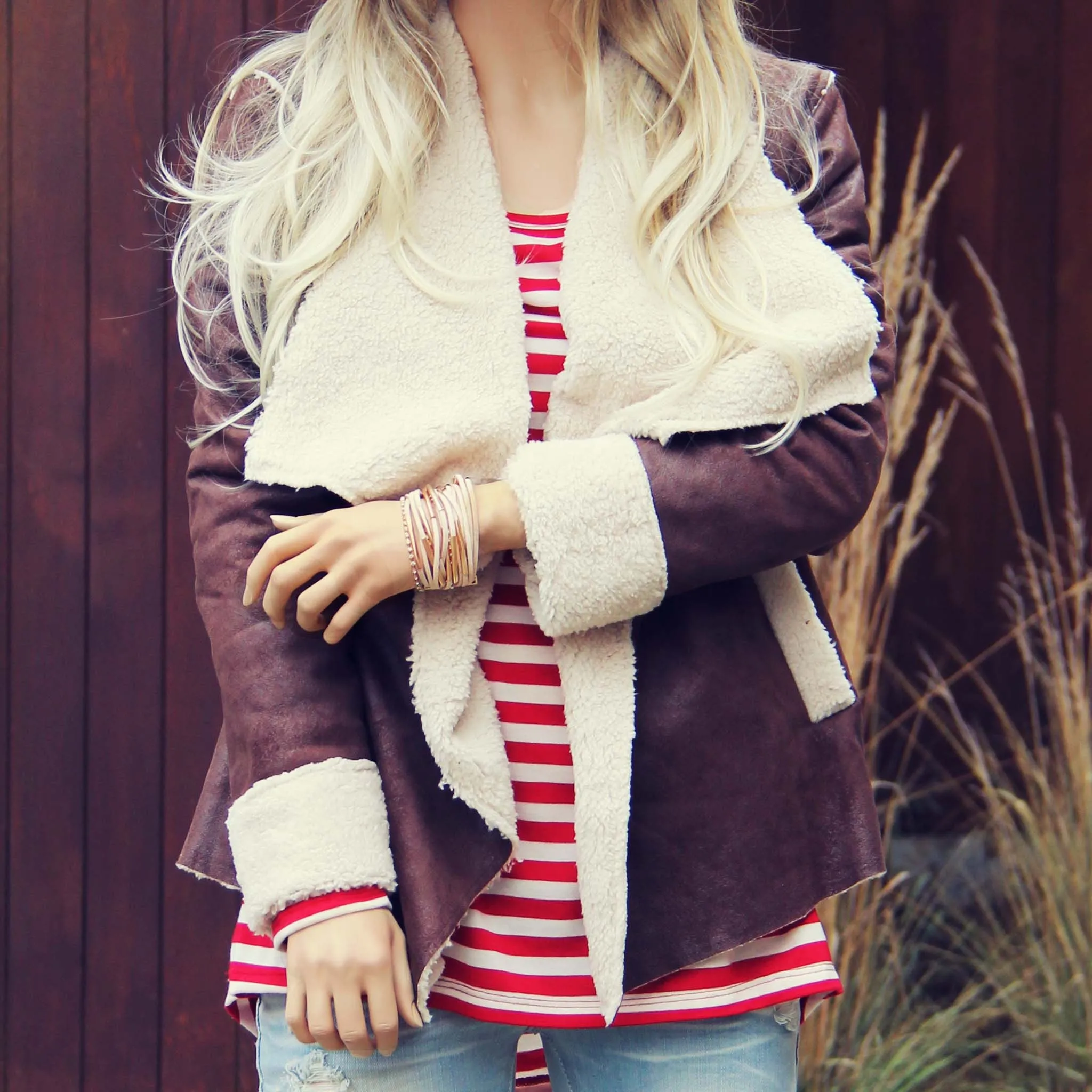 Night Flurries Sherpa Coat in Timber