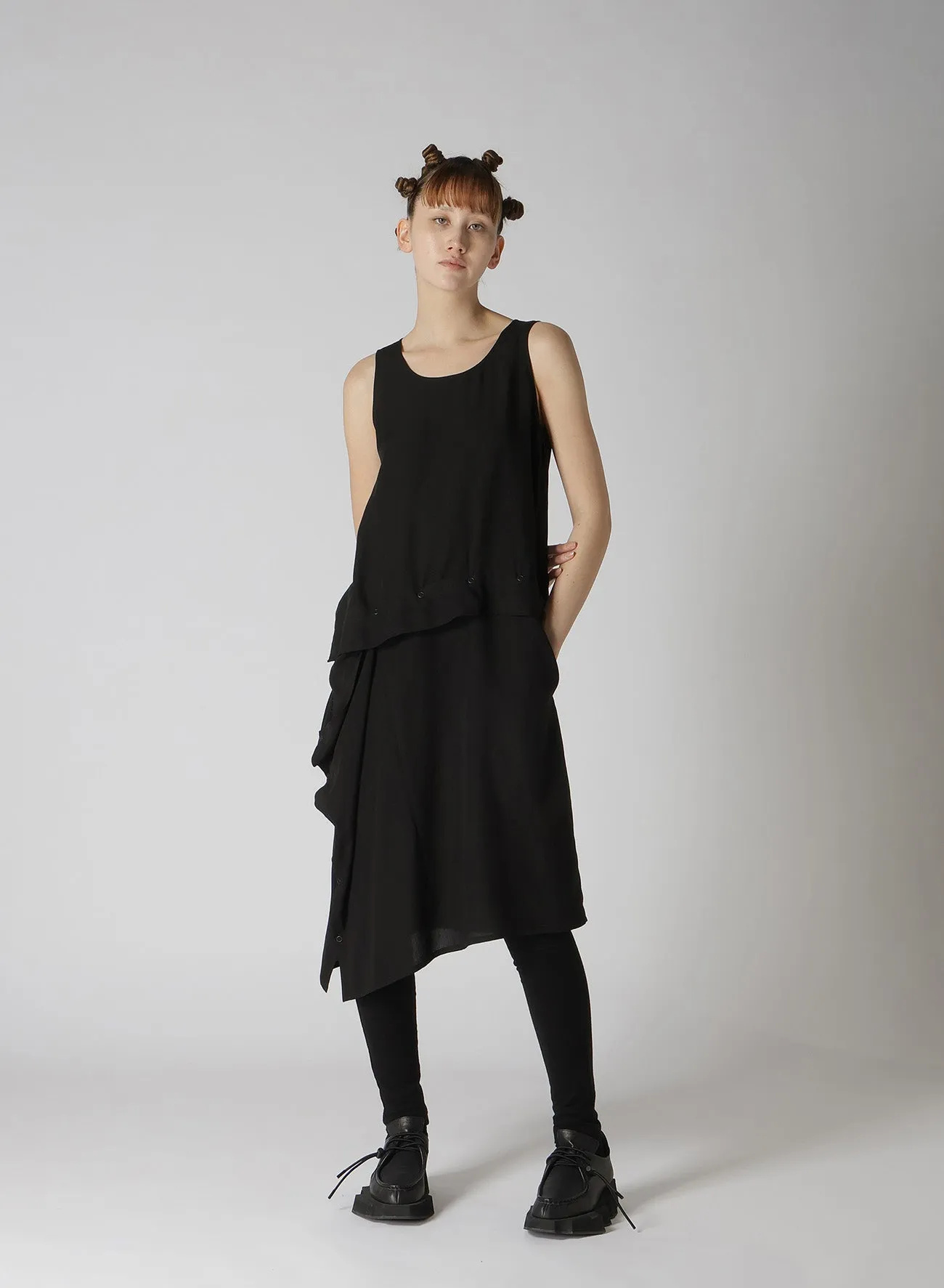 POPLIN SNAP SLEEVELESS DRESS