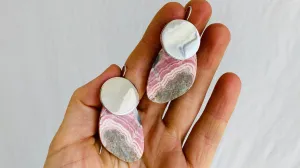 Rhodochrosite Earrings. Santo Domingo Pueblo