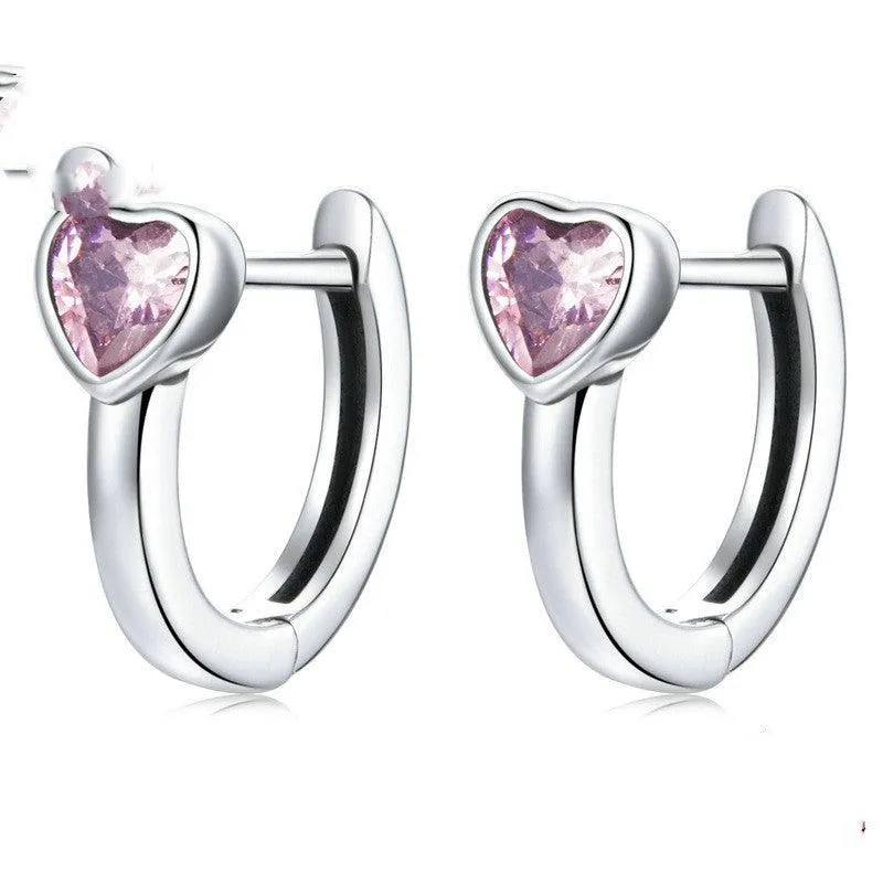 Simple And Fashionable Heart Shaped Zircon Earrings