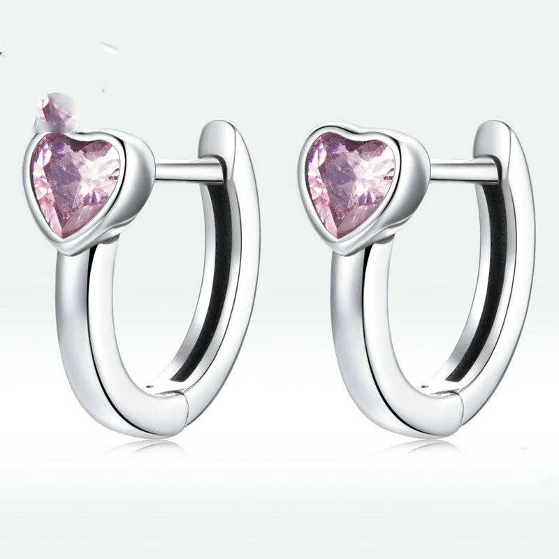 Simple And Fashionable Heart Shaped Zircon Earrings