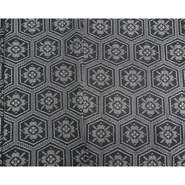 Vintage Haori Kimono Jacket Silk, Black base, Hanakikkō (Flower Hexagon) Pattern