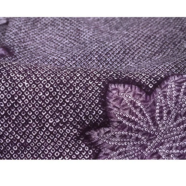 Vintage Haori Kimono Jacket Silk, Deep purple base, “Kanoko” , Ivy Vine Design