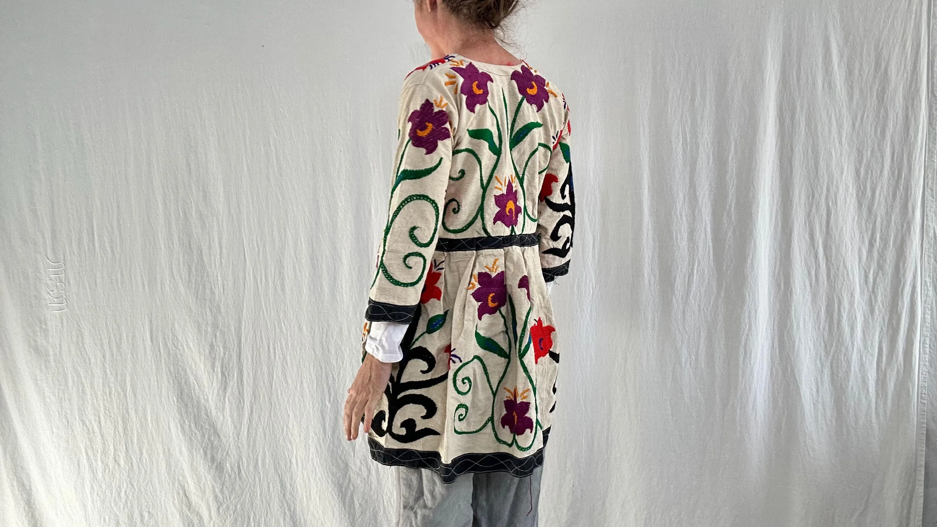 Vintage Tajik Suzani Embroidered Coat.