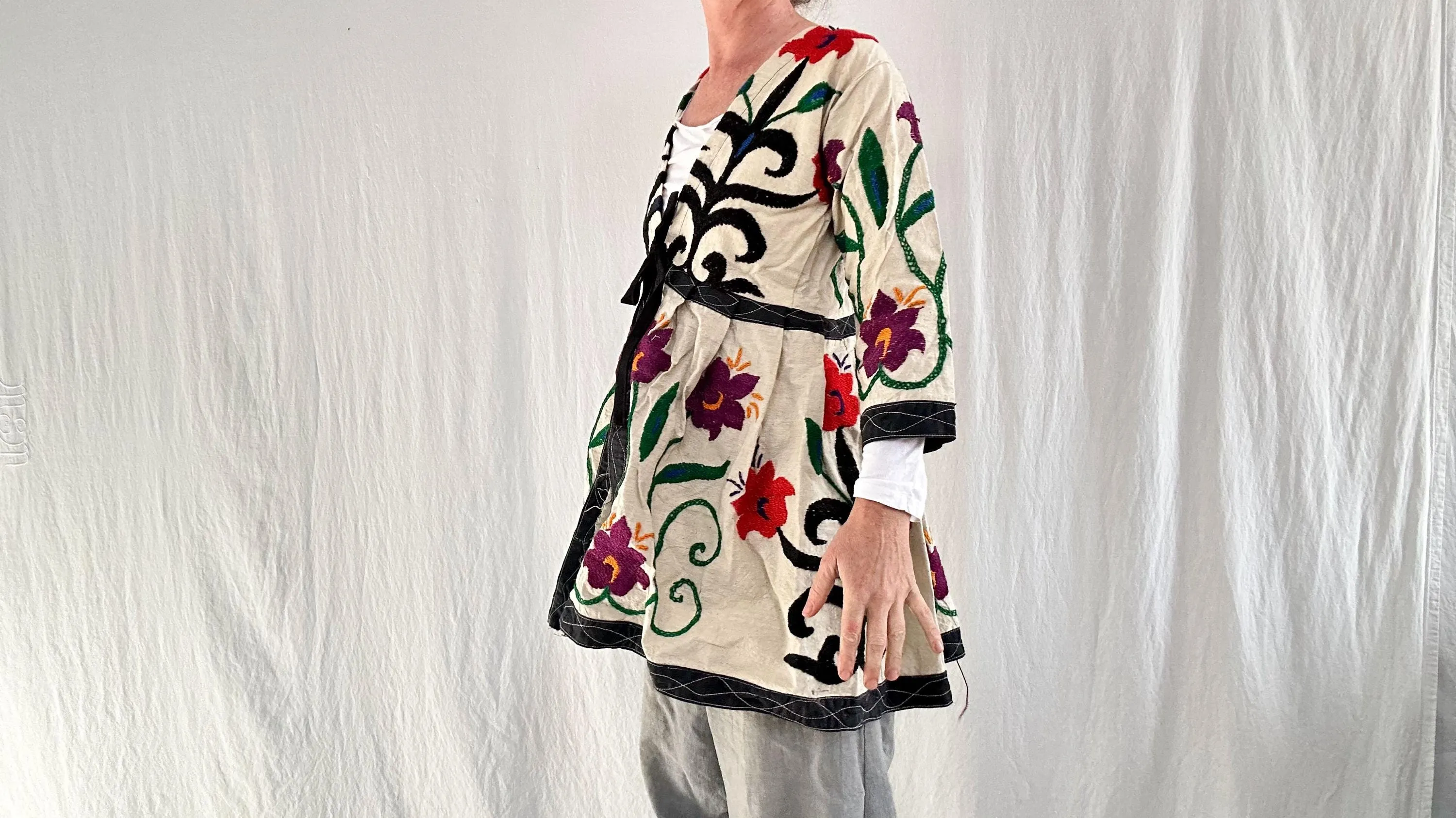 Vintage Tajik Suzani Embroidered Coat.