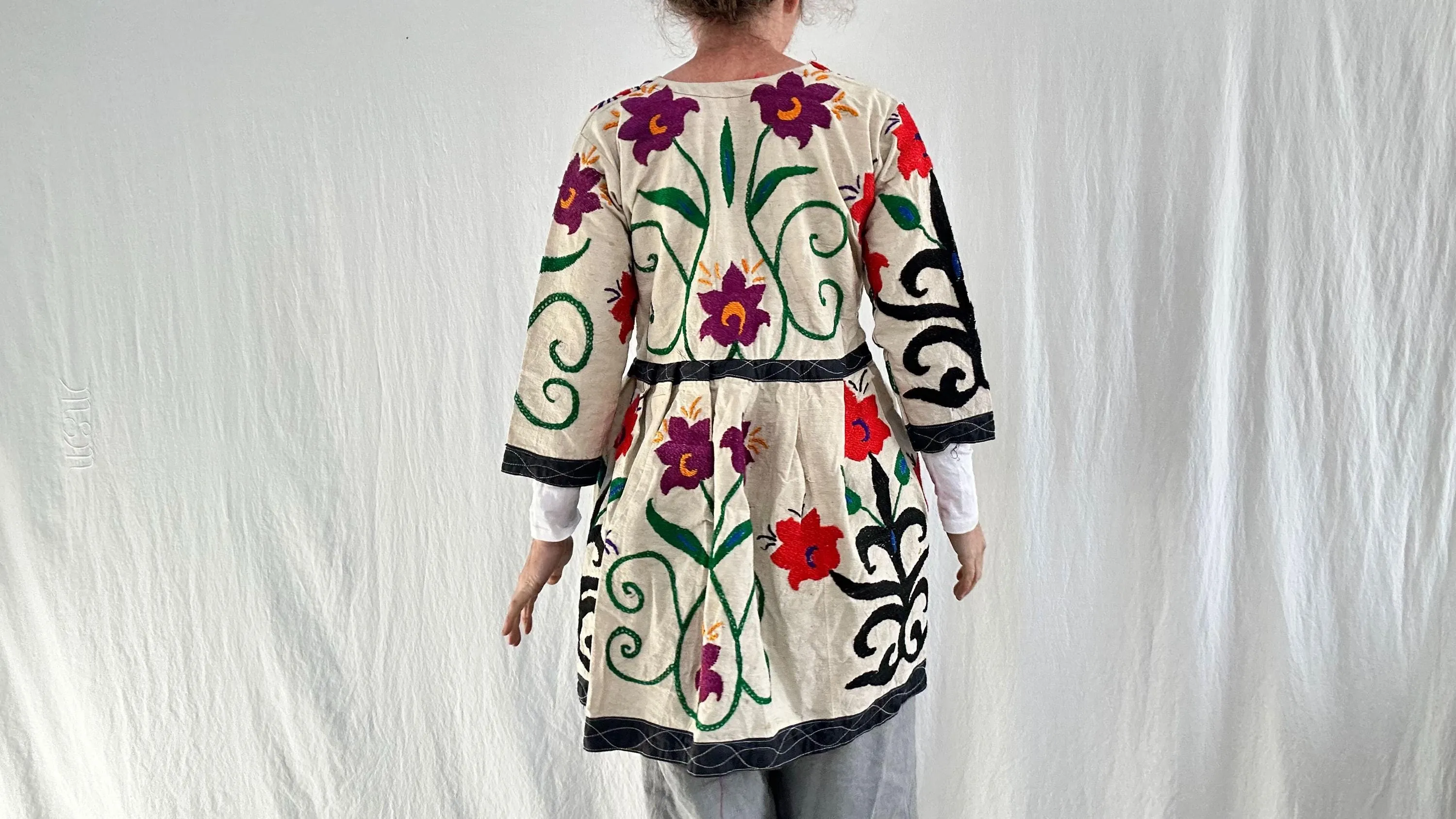 Vintage Tajik Suzani Embroidered Coat.